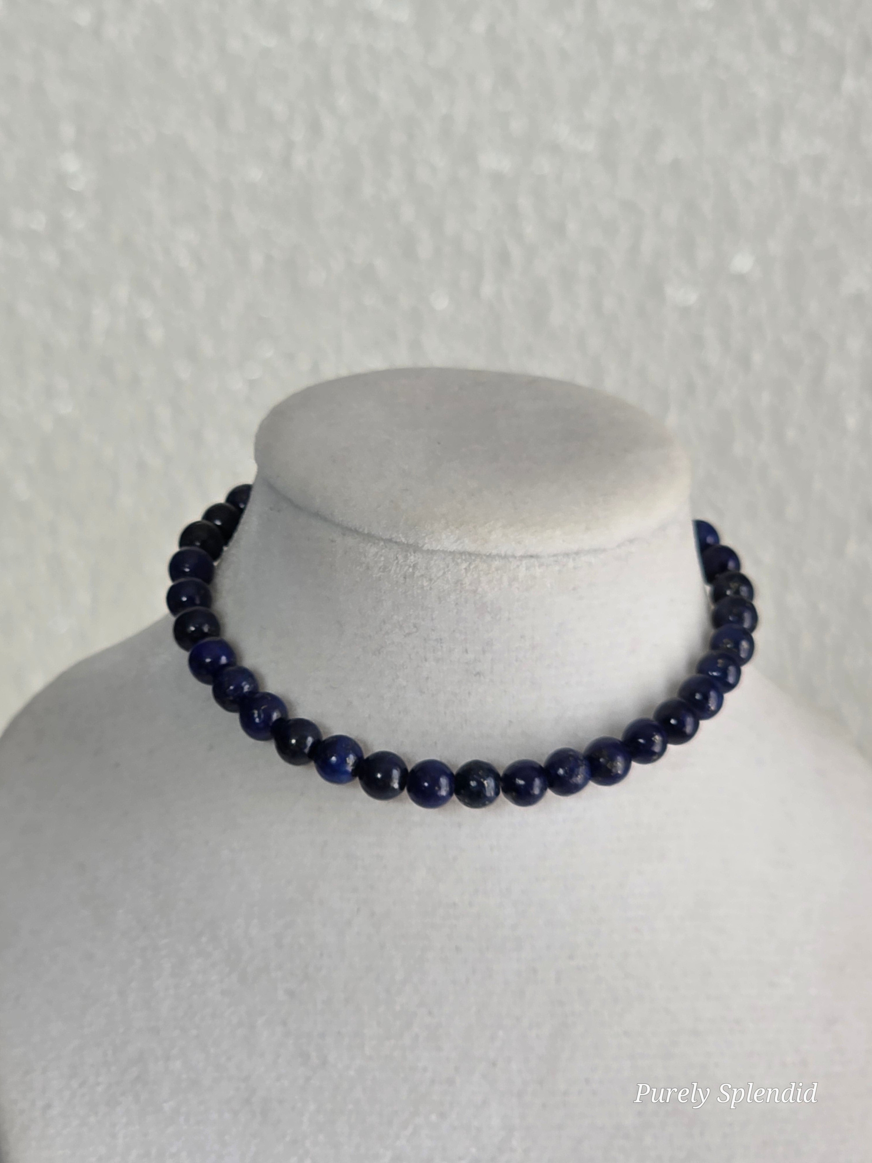 Lapis beaded choker necklace for dolls
