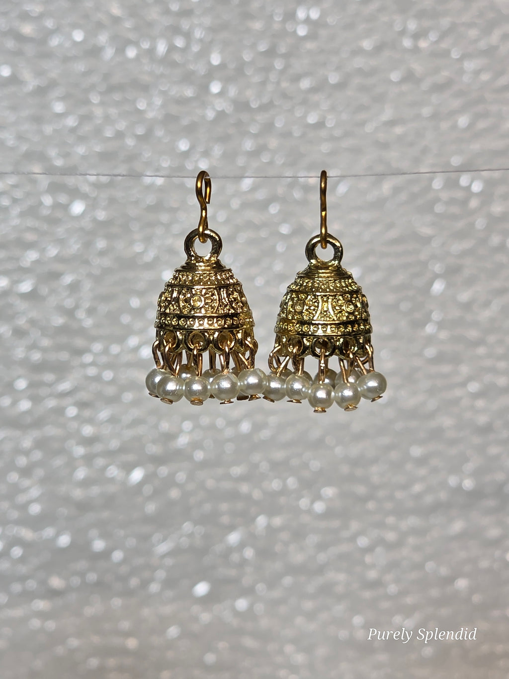 American made traditional Gold Jhumki Earrings for 18 inch girl dolls / Purely Splendid