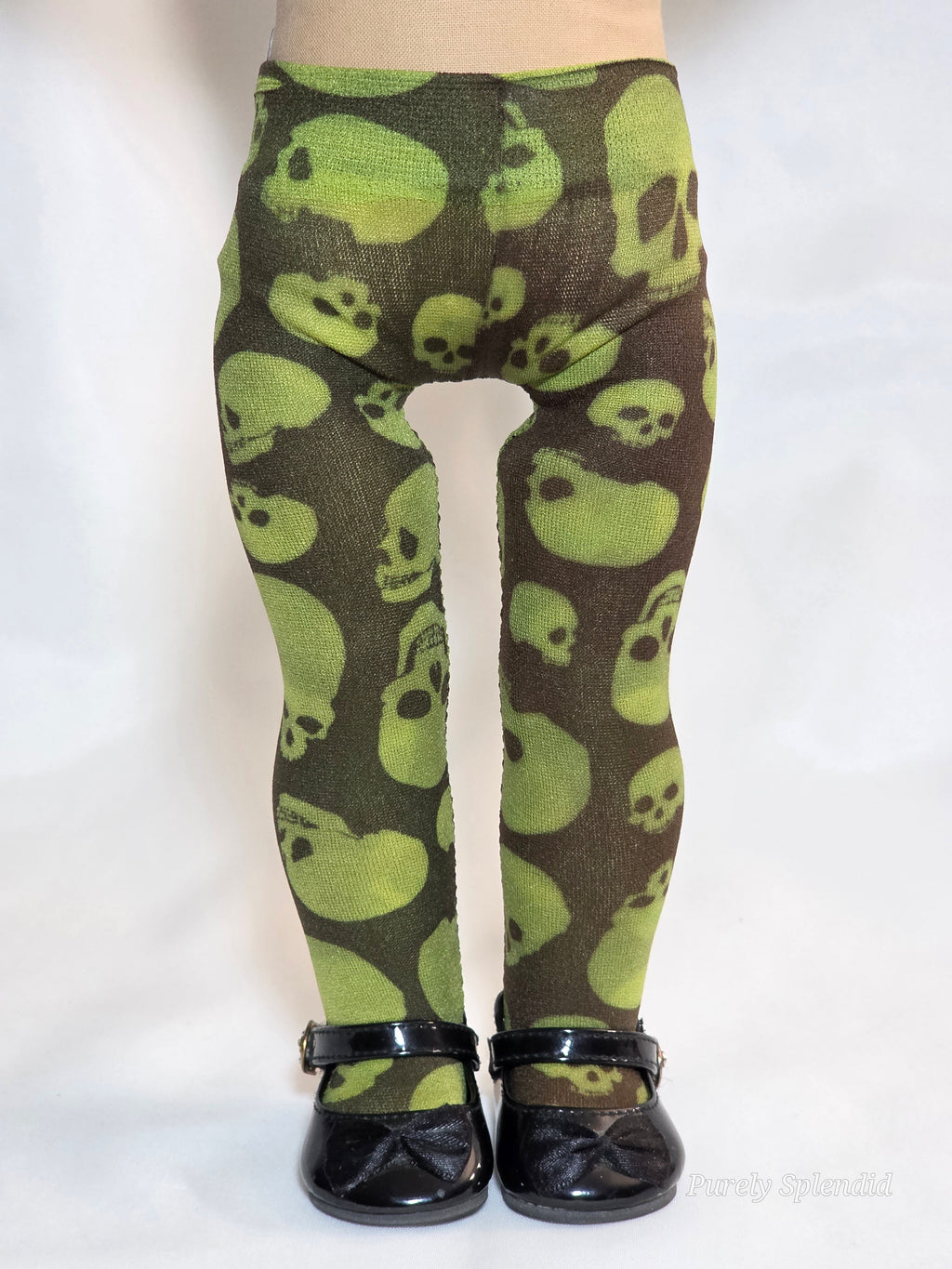 Green Halloween Skull Tights for 18 inch girl dolls / American made / Purely Splendid