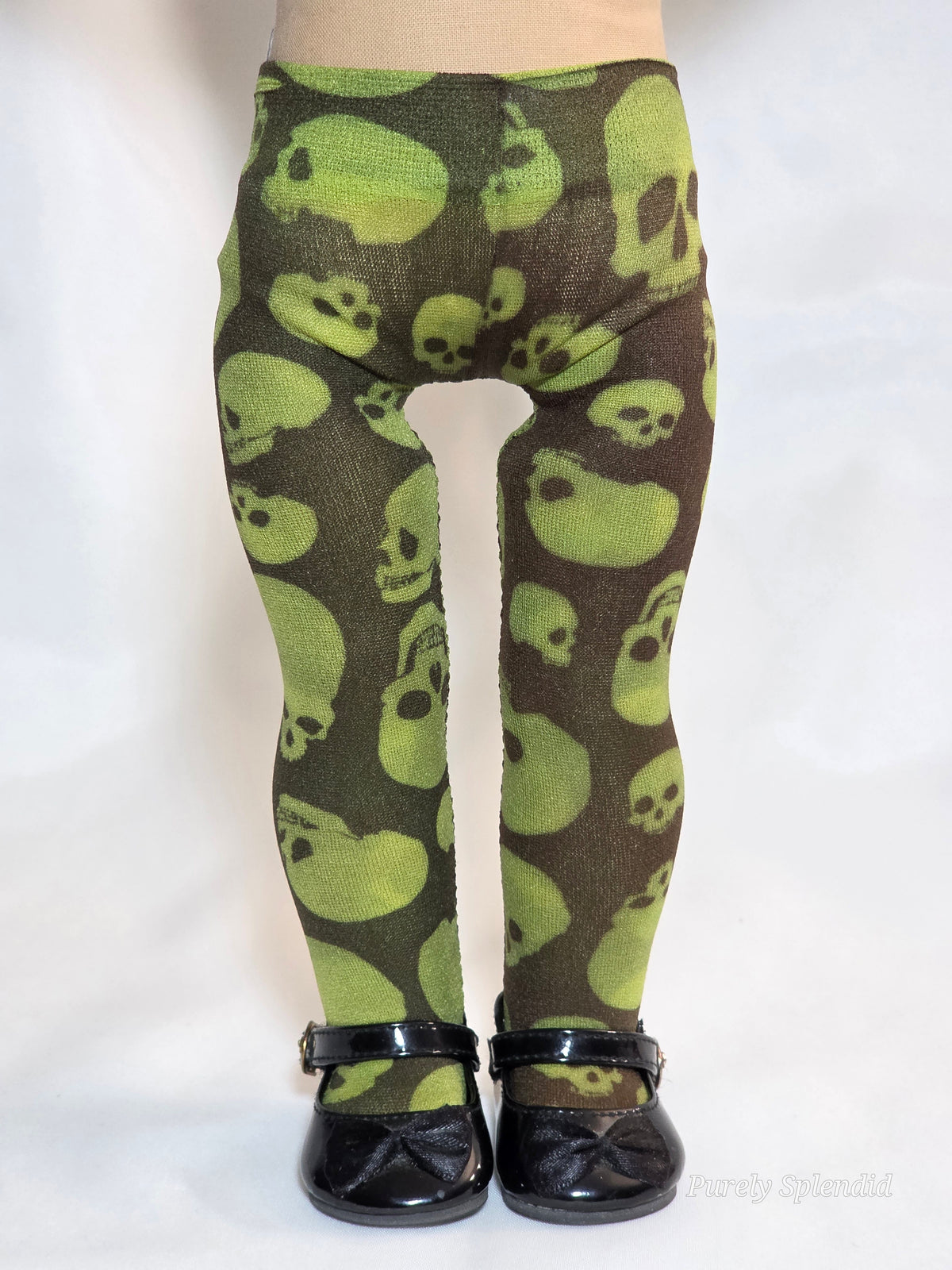 Green Halloween Skull Tights for 18 inch girl dolls / American made / Purely Splendid