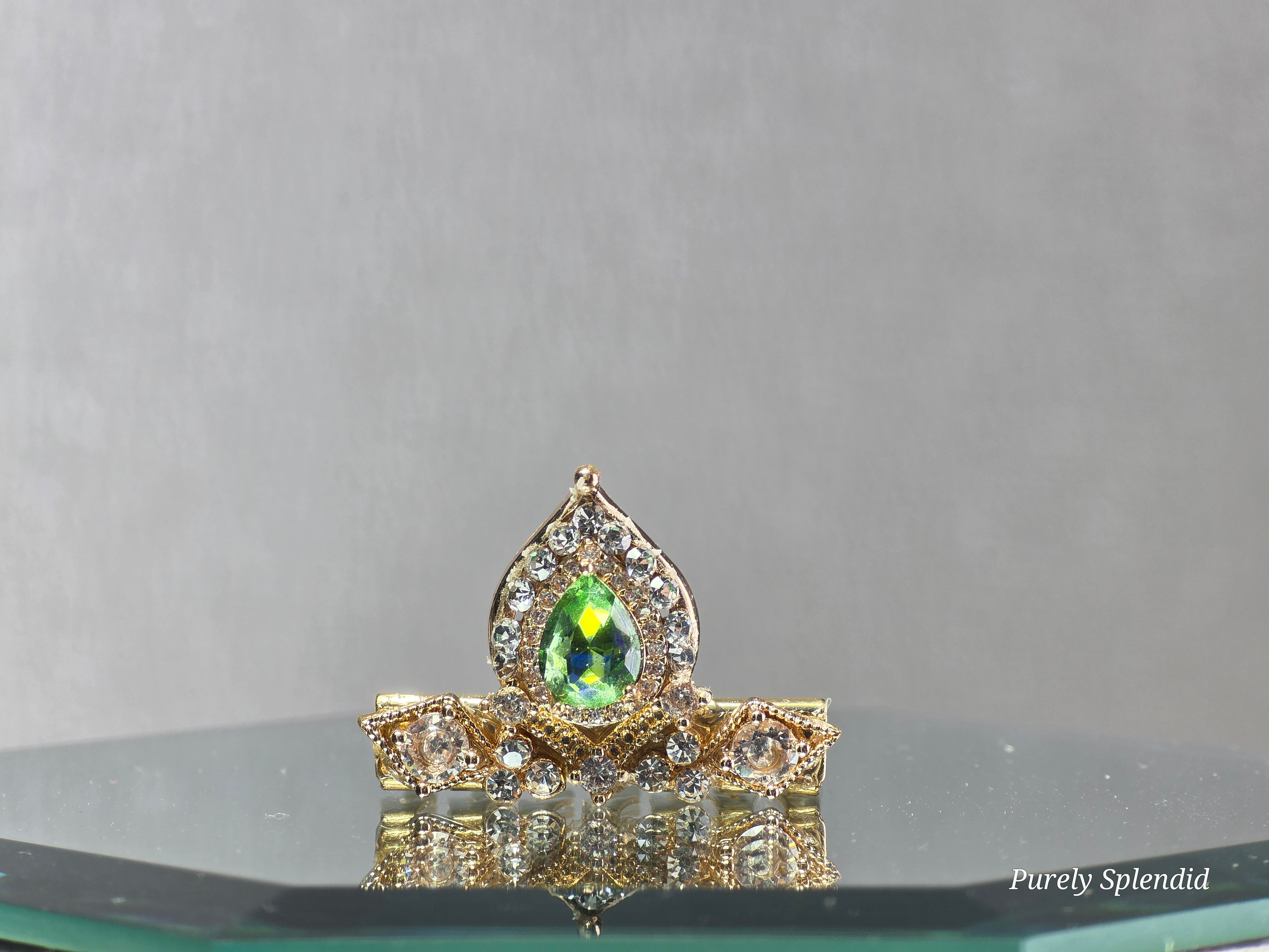 Sparkling Jasmine Crown for dolls with green center stone