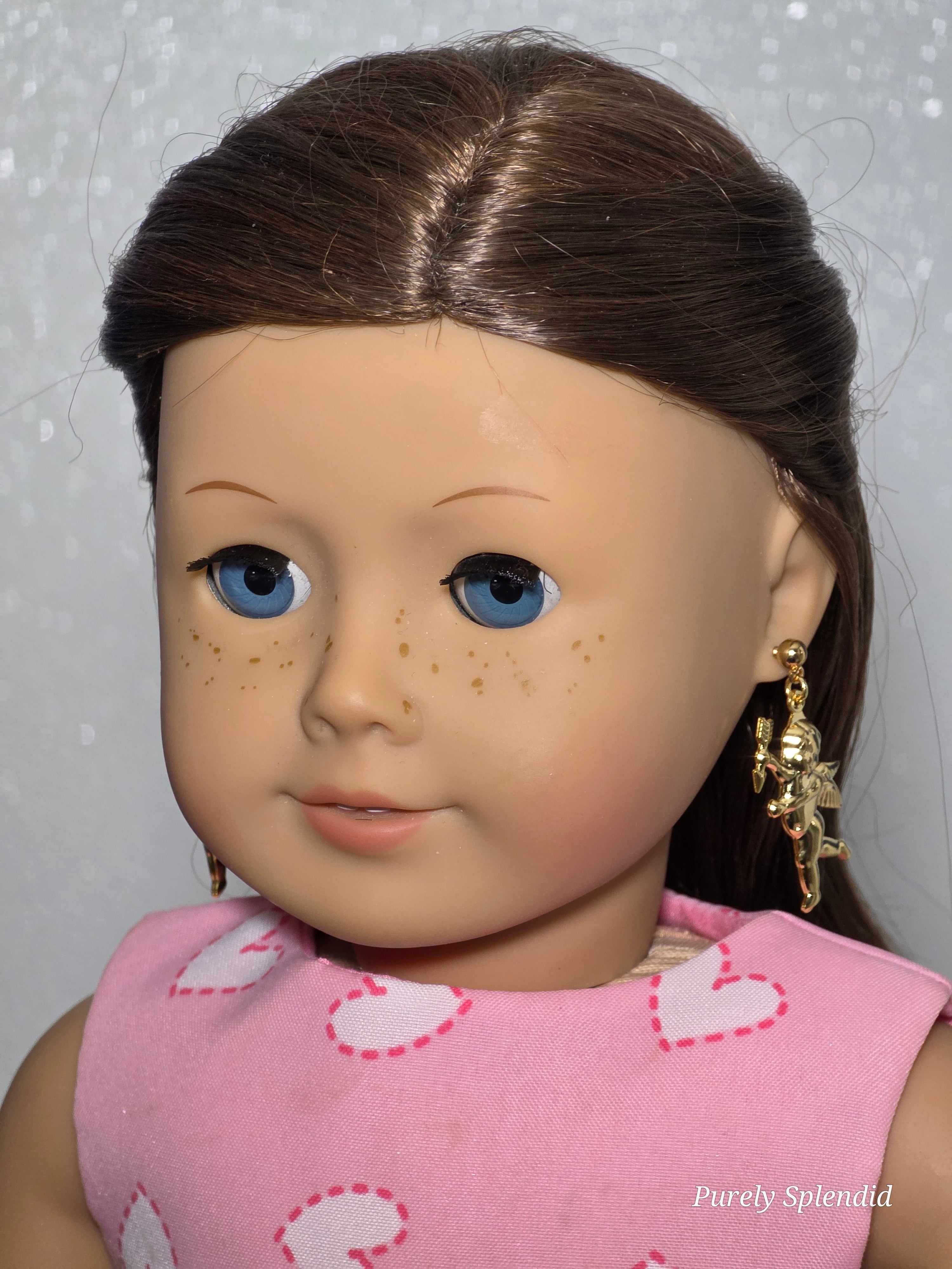  cupid earring dangles for 18 inch dolls in gold finish