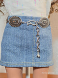 Silver concho Western belt worn by an 18 inch girl doll, American made | Purely Splendid
