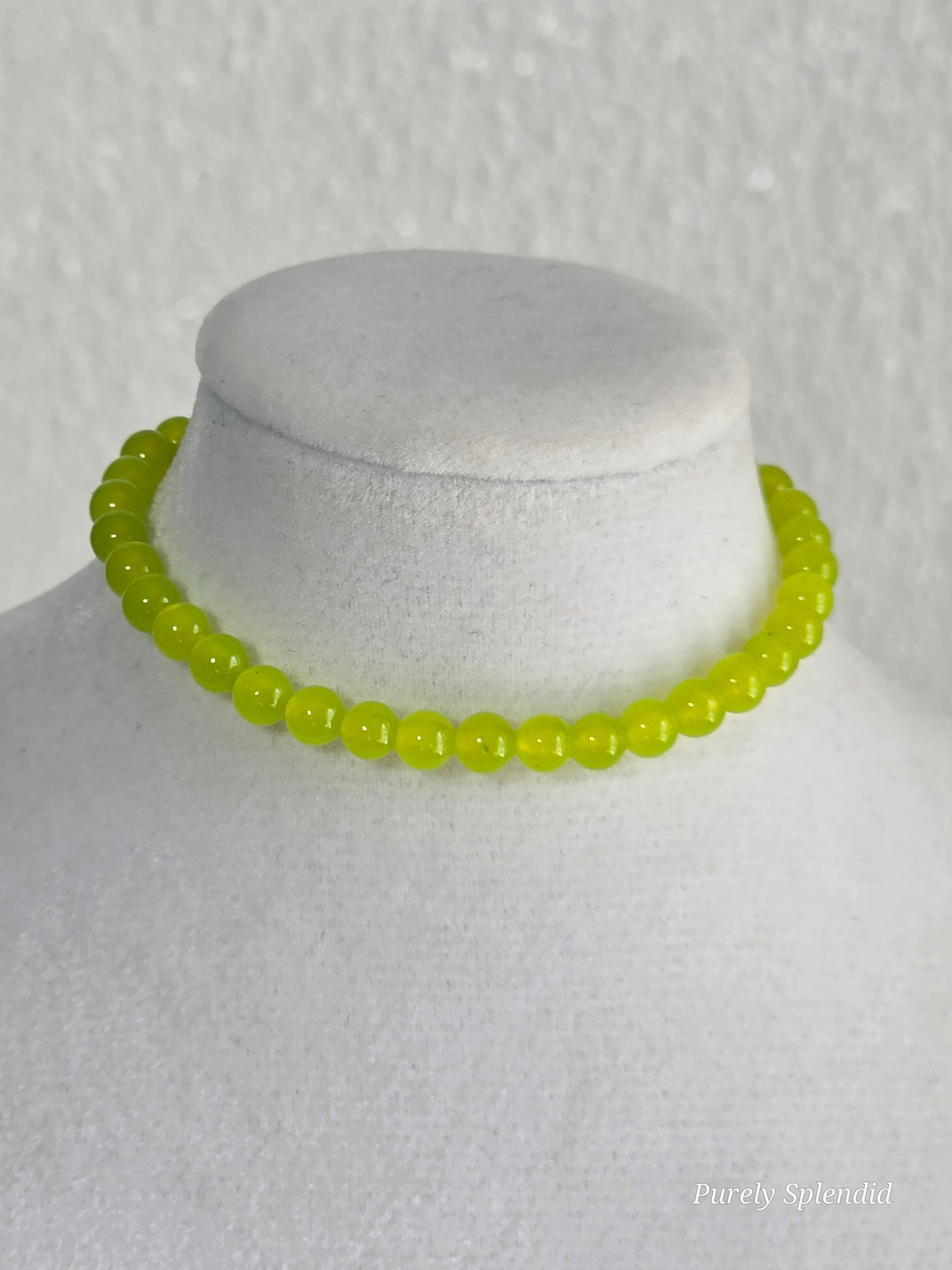 Yellow Green Jade beaded choker necklace for dolls