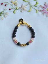 Load image into Gallery viewer, Black Lava and Pink Bracelet
