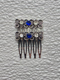 Sparkling silver hair comb for 18 inch girl doll with blue rhinestones
