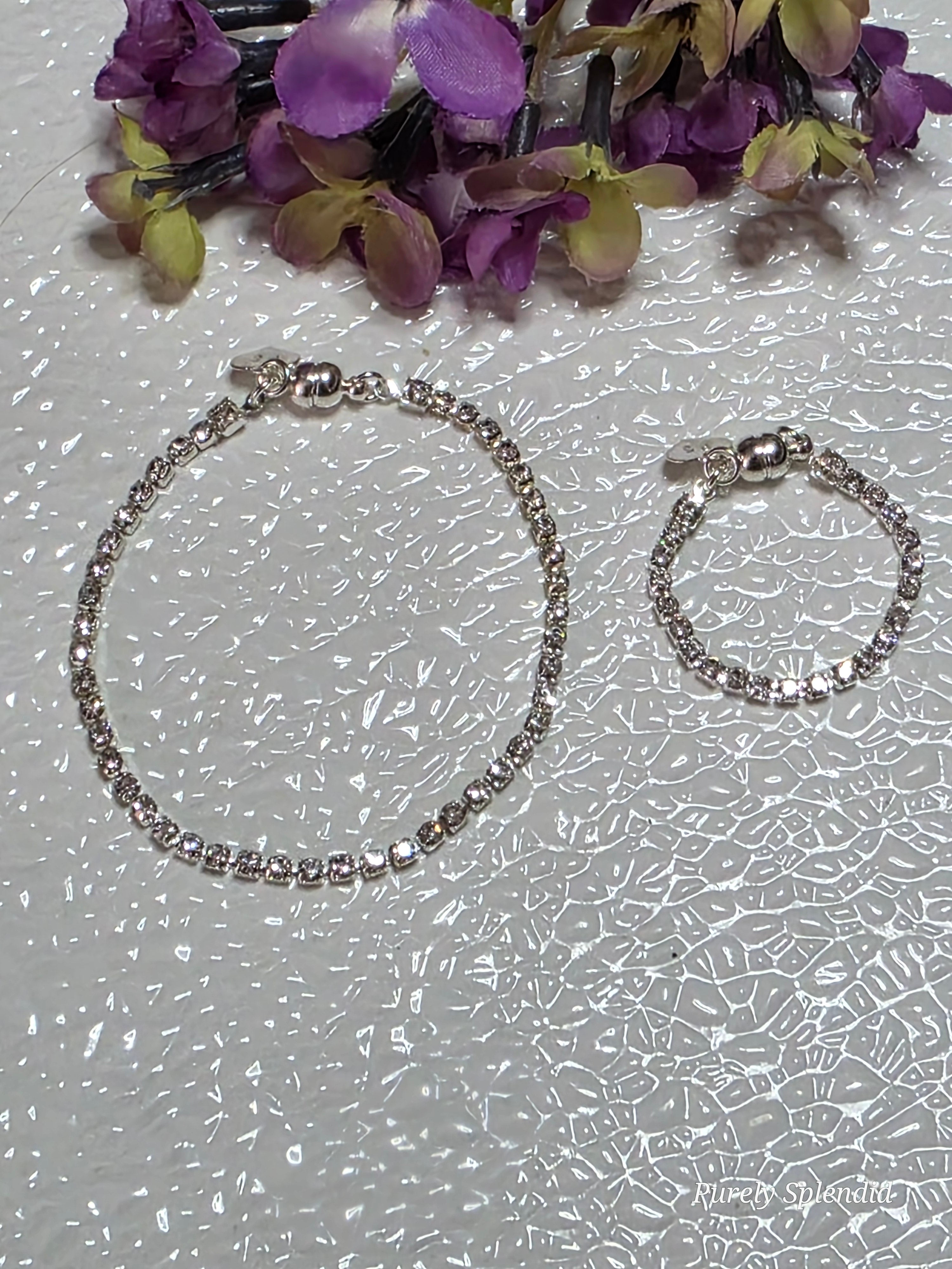 Silver Tennis Necklace and Bracelet set for dolls