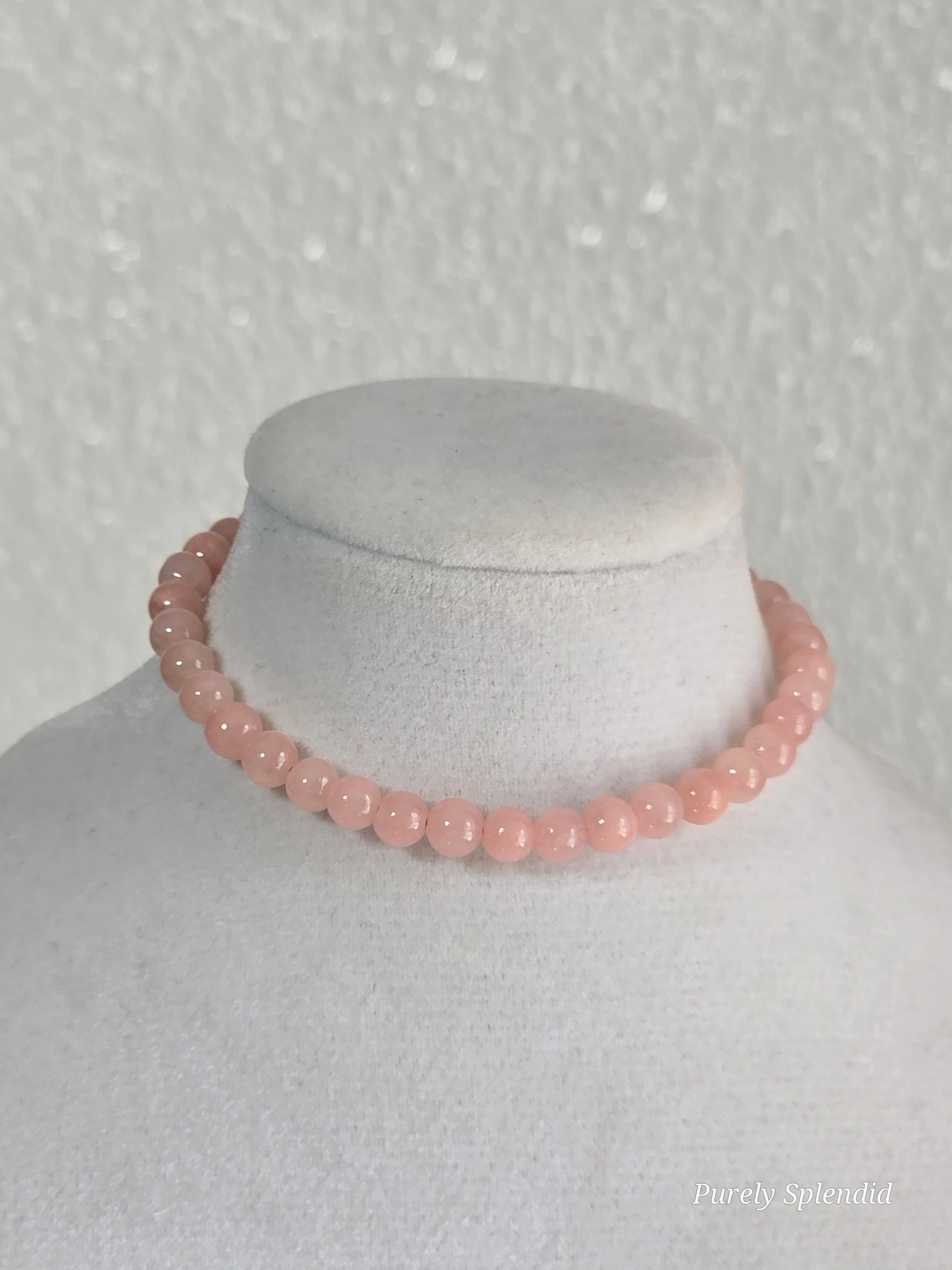 Jade - light pink beaded choker necklace for dolls