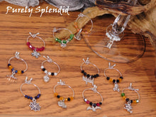 Load image into Gallery viewer, set of 12 Halloween charms with crystal beads - each one different
