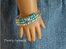 Load image into Gallery viewer, Turquoise and Silver Stacking Bracelets
