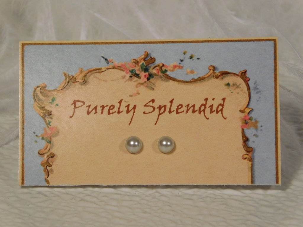 Pair of white Pearl like studs for dolls who wear 2mm sized stud earrings