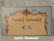 Load image into Gallery viewer, April Birthstone Diamond Studs for 18 inch dolls
