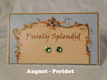 Load image into Gallery viewer, August Birthstone Peridot Studs for 18 inch dolls
