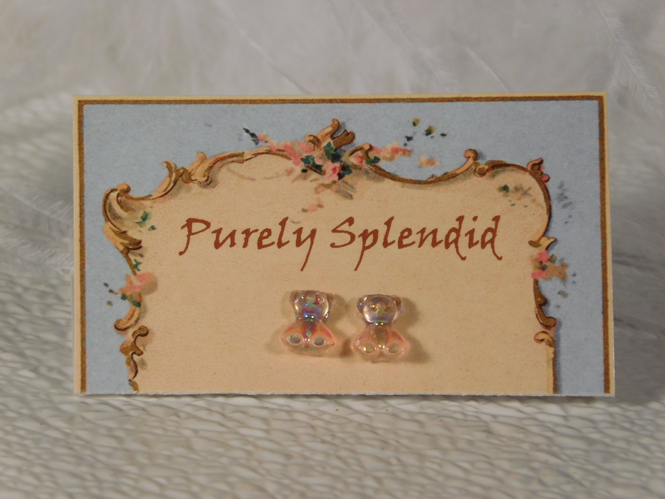 Light Orange Bear Stud Earrings for dolls who wear 2mm sized studs