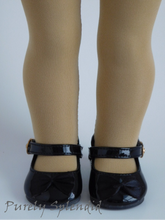 Load image into Gallery viewer, Beige doll tights shown on an 18 inch doll
