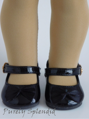 Beige doll tights shown on an 18 inch doll