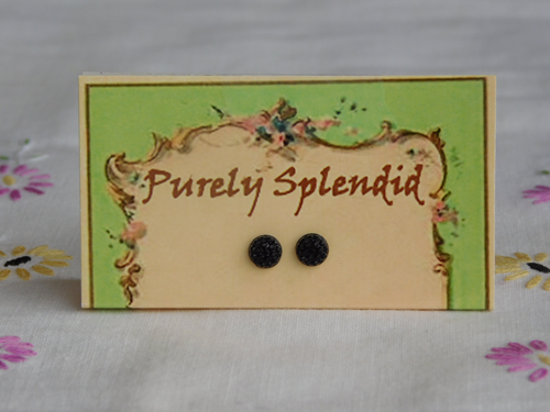 Black bumpy stud earrings for 18 inch girl dolls with 2mm holes | Purely Splendid
