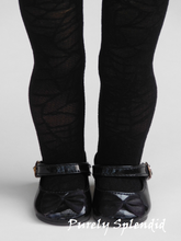 Load image into Gallery viewer, 18 inch doll shown wearing a pair of black Spider Web Tights and black shoes
