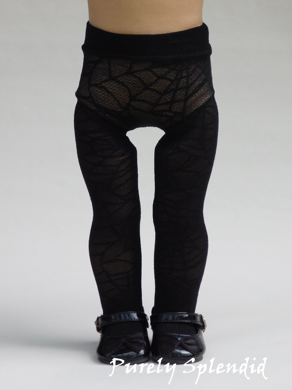18 inch girl doll spider web tights | American made black Halloween | Purely Splendid