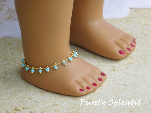 Blue Boho Ankle Bracelet for American Girl Dolls