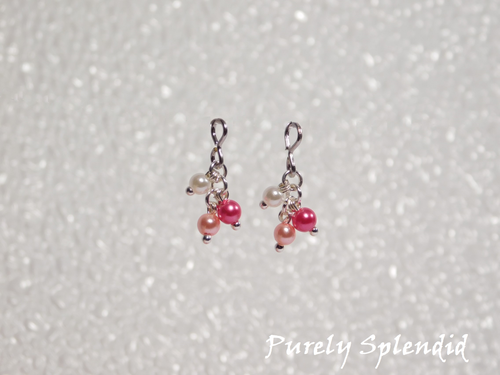 American made bubblegum pink pearl earrings for 18 inch girl doll | Purely Splendid
