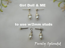 Load image into Gallery viewer, Girl Doll &amp; ME earrings have human style studs. To use with 2mm Studs require 2mm studs to wear them
