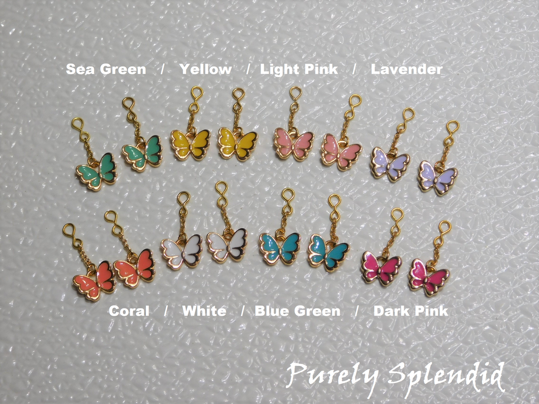 Eight colors of butterfly earrings for dolls who wear 2mm studs
