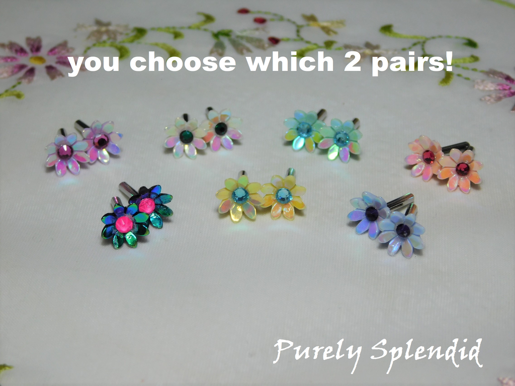 Colorful Daisy 2mm Stud Earrings for dolls