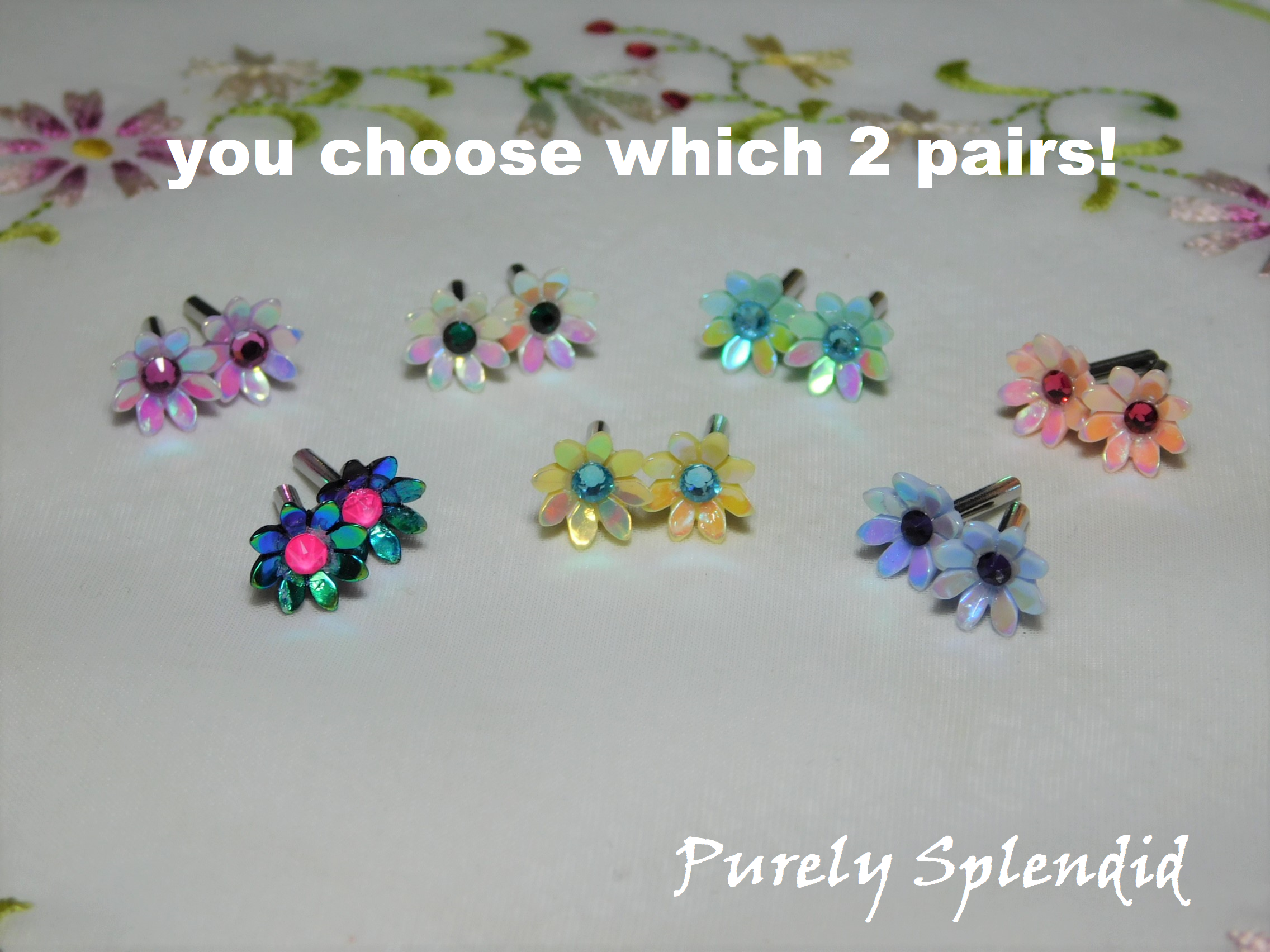Colorful Daisy 2mm Stud Earrings for dolls
