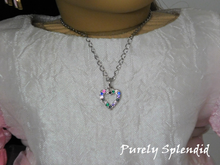 Load image into Gallery viewer, American Girl Doll wearing a Colorful Sparkling Heart Necklace
