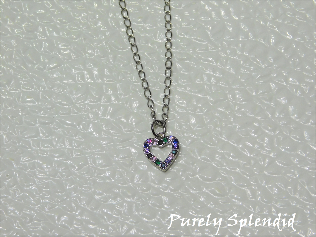Colorful Sparkling Heart Necklace