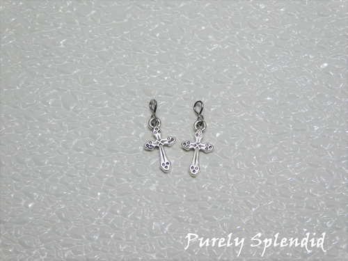 American made silver cross earrings for 18 inch girl doll | Purely Splendid
