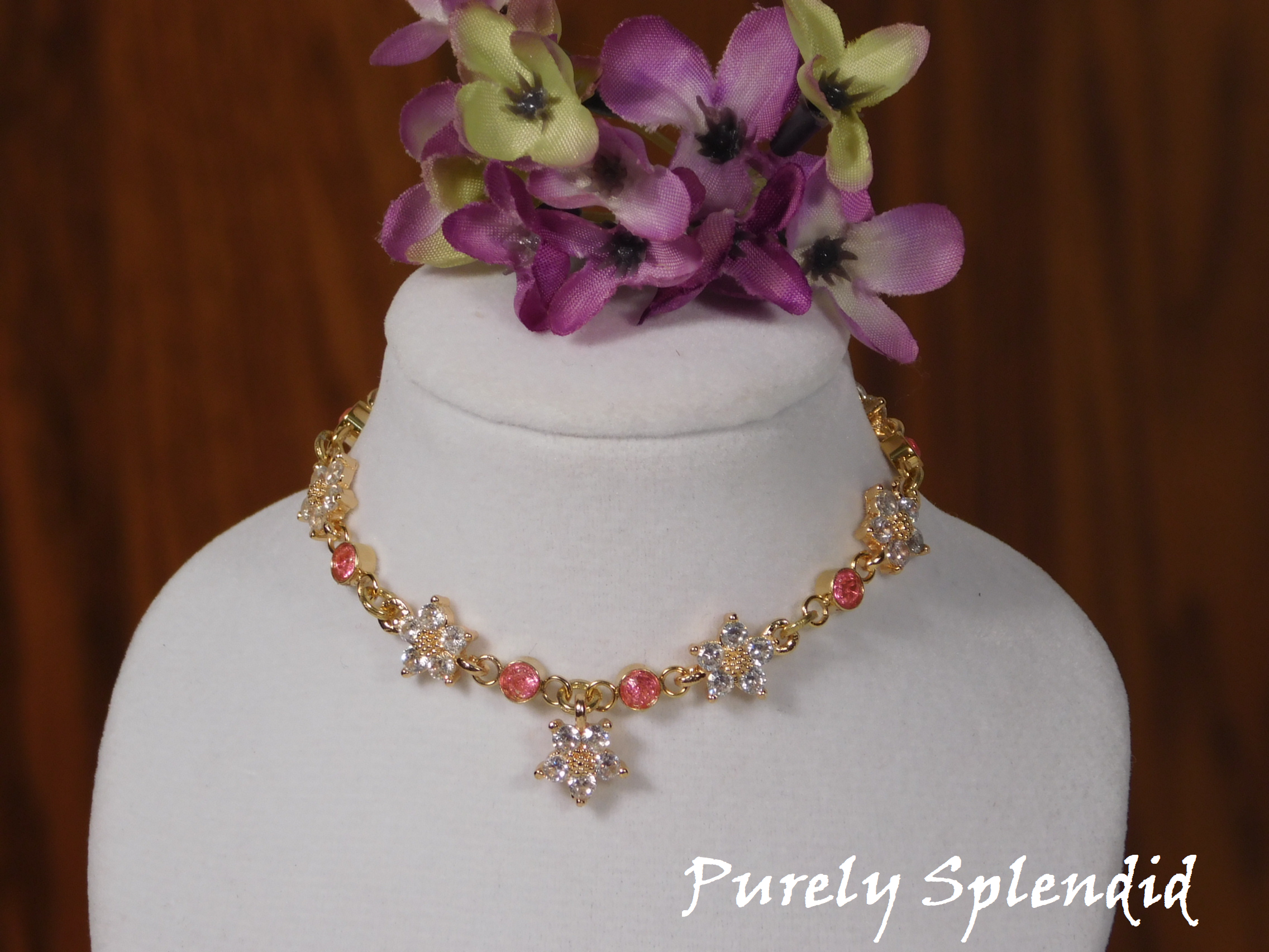 Create Your Own Crystal Flower and Dark Pink crystal necklace