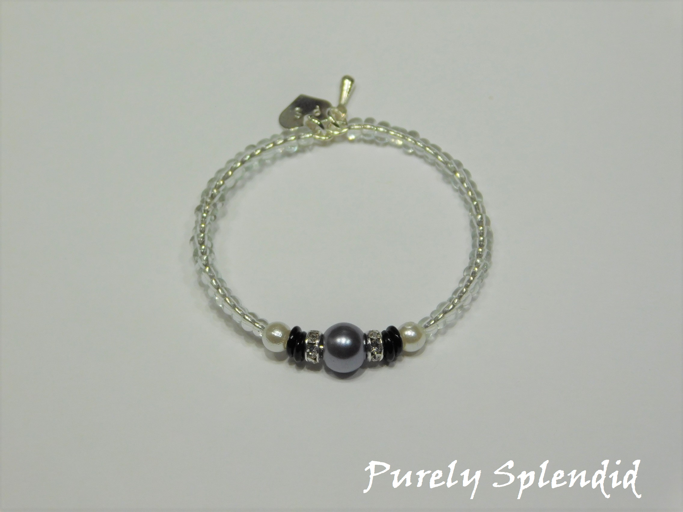 Crystal Stacking Bracelet with Gray accents