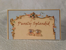 Load image into Gallery viewer, Light Orange Bear Stud Earrings shown on a Purely Splendid presentation card
