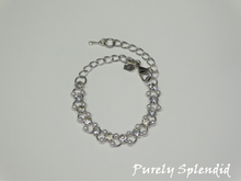 Load image into Gallery viewer, Silver colored Elegant Evening Necklace shown with extender chain and Lobster clasp
