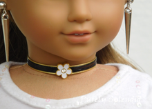 Load image into Gallery viewer, 18 inch doll shown wearing a Black Flower Choker

