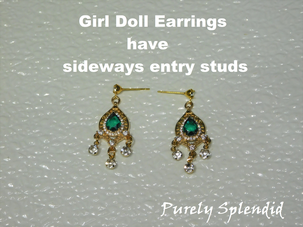 Girl Doll Earrings have sideways entry studs