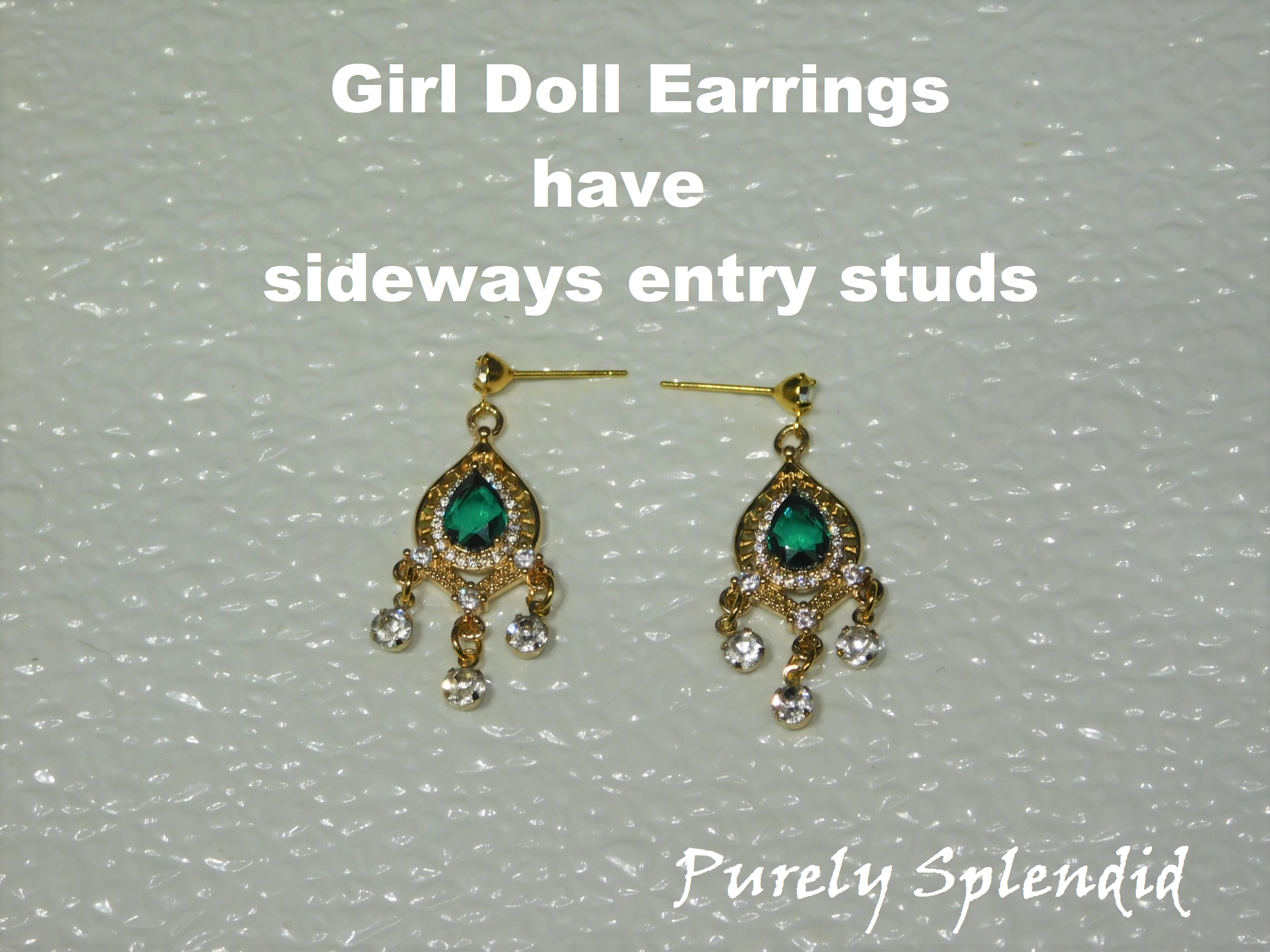Girl Doll Earrings have sideways entry studs
