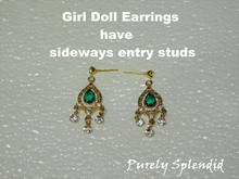Load image into Gallery viewer, Girl Doll Earrings have sideways entry studs
