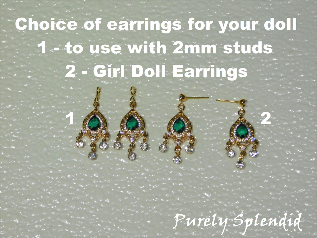 comparison of "to use with 2mm studs" and the "Girl Doll" earrings
