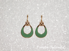 Load image into Gallery viewer, Green Door Knocker Earrings shown on a white background
