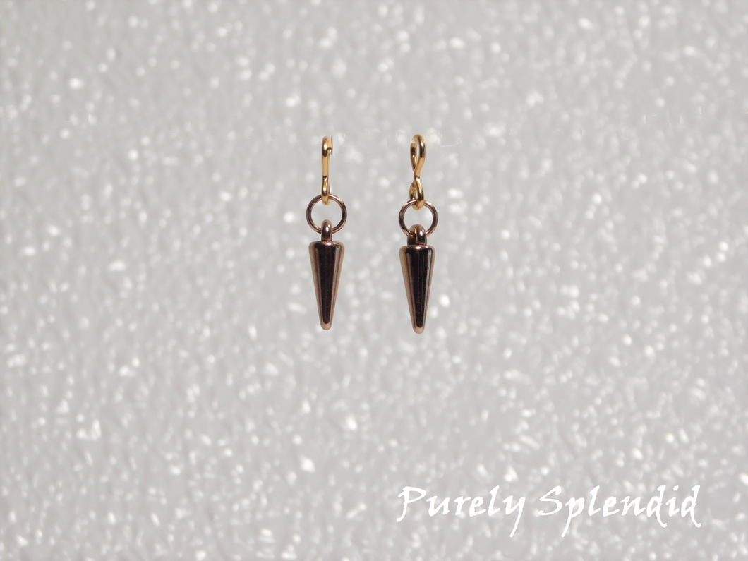 Gold Drop Earrings shown on a white background