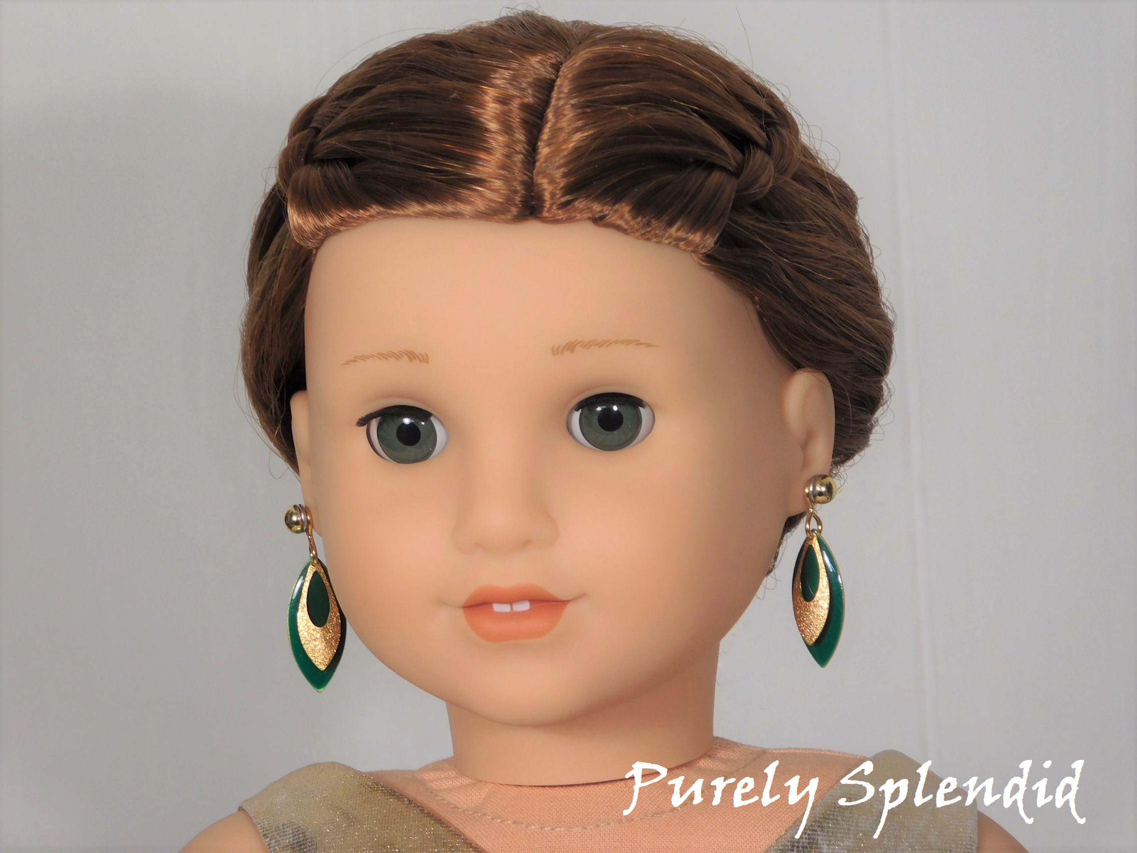 Green and Gold Earrings for dolls