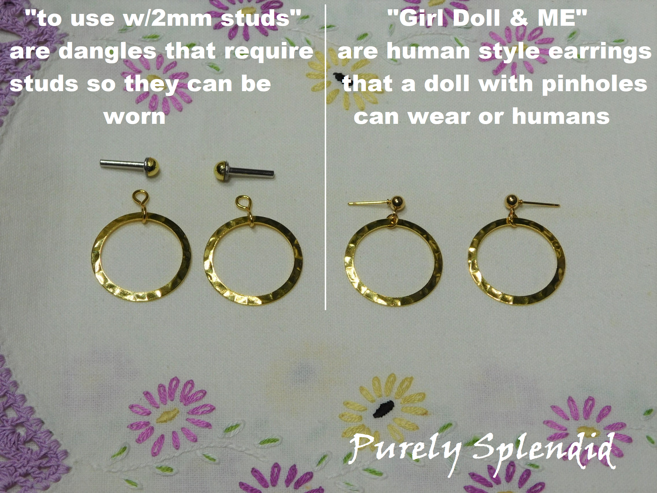Hammered Golden Hoop Earrings for dolls comparison