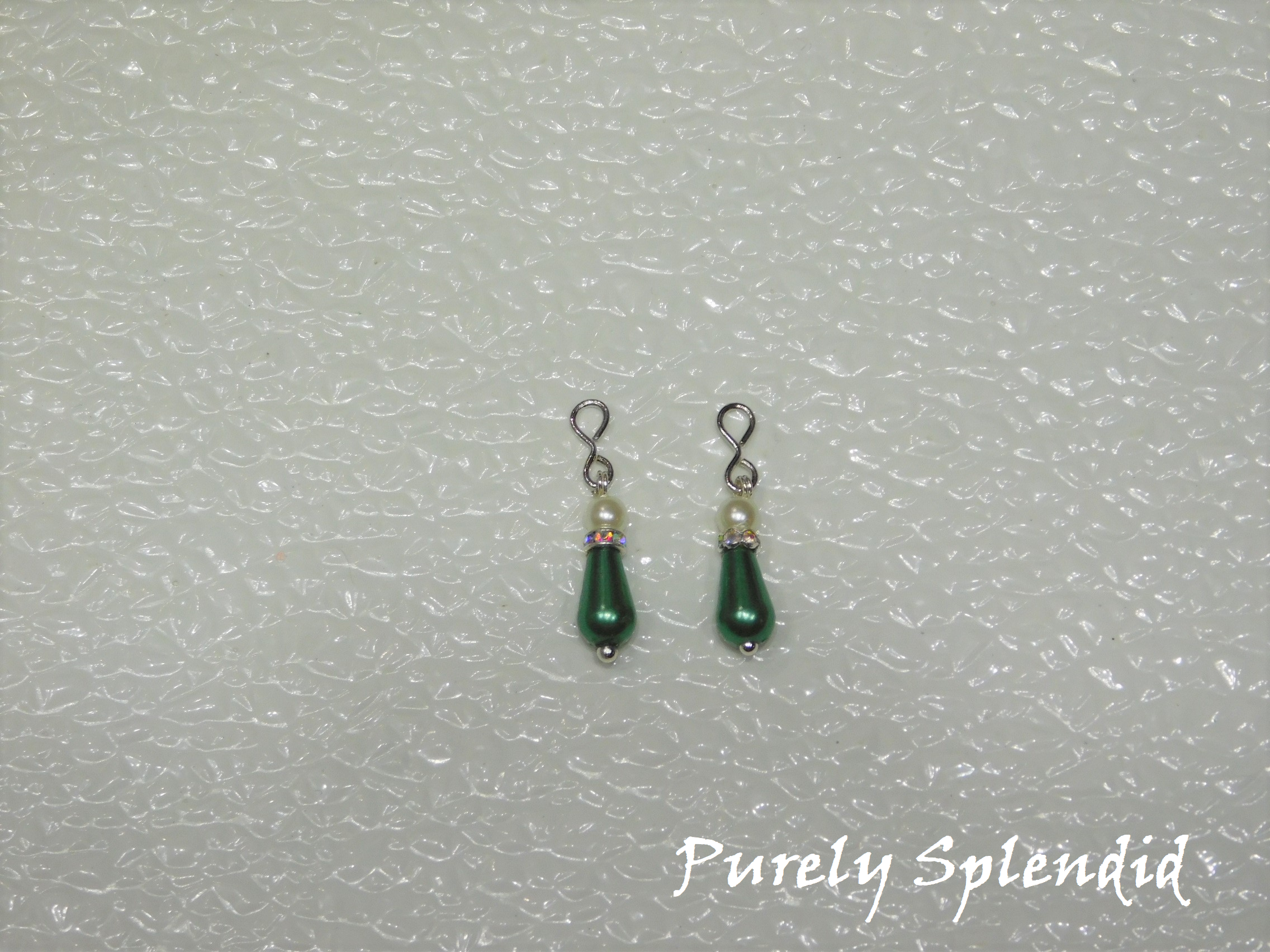 Holiday Pearl Earrings -green