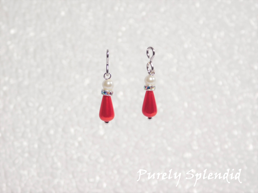 Holiday Pearl Earrings red