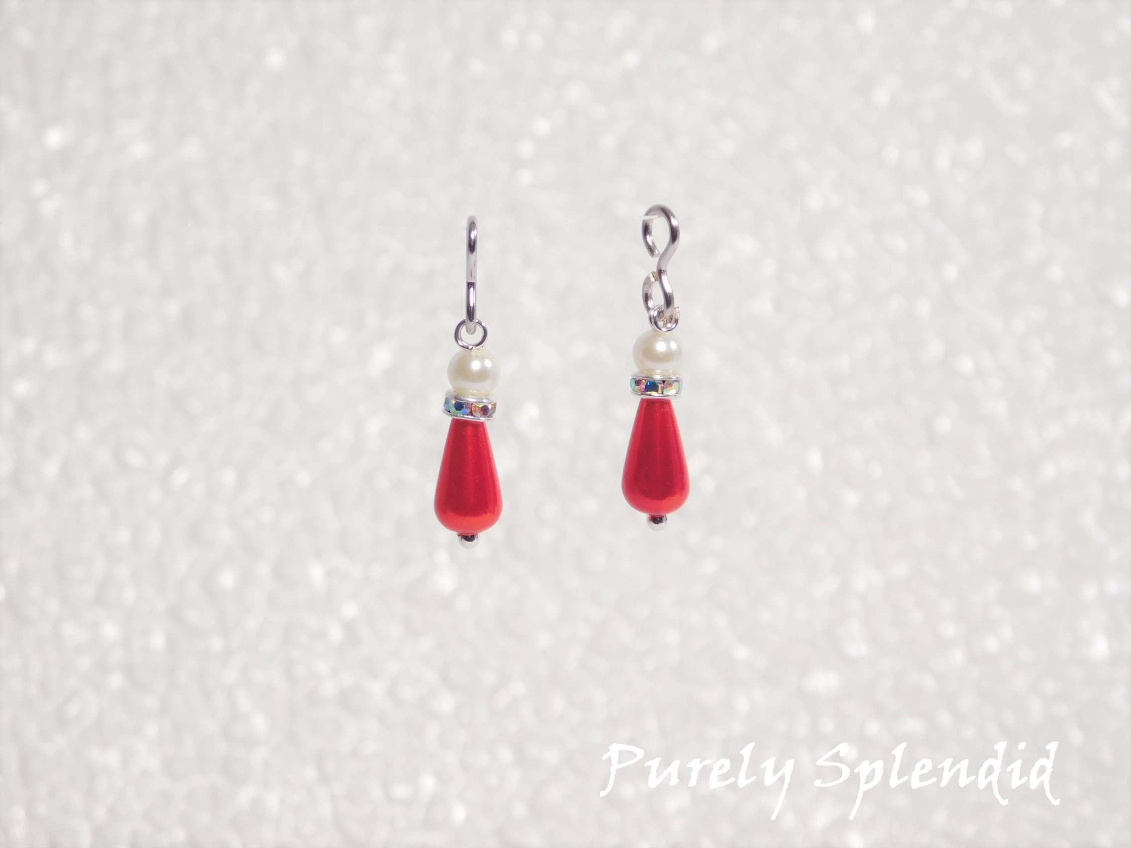 Holiday Pearl Earrings red