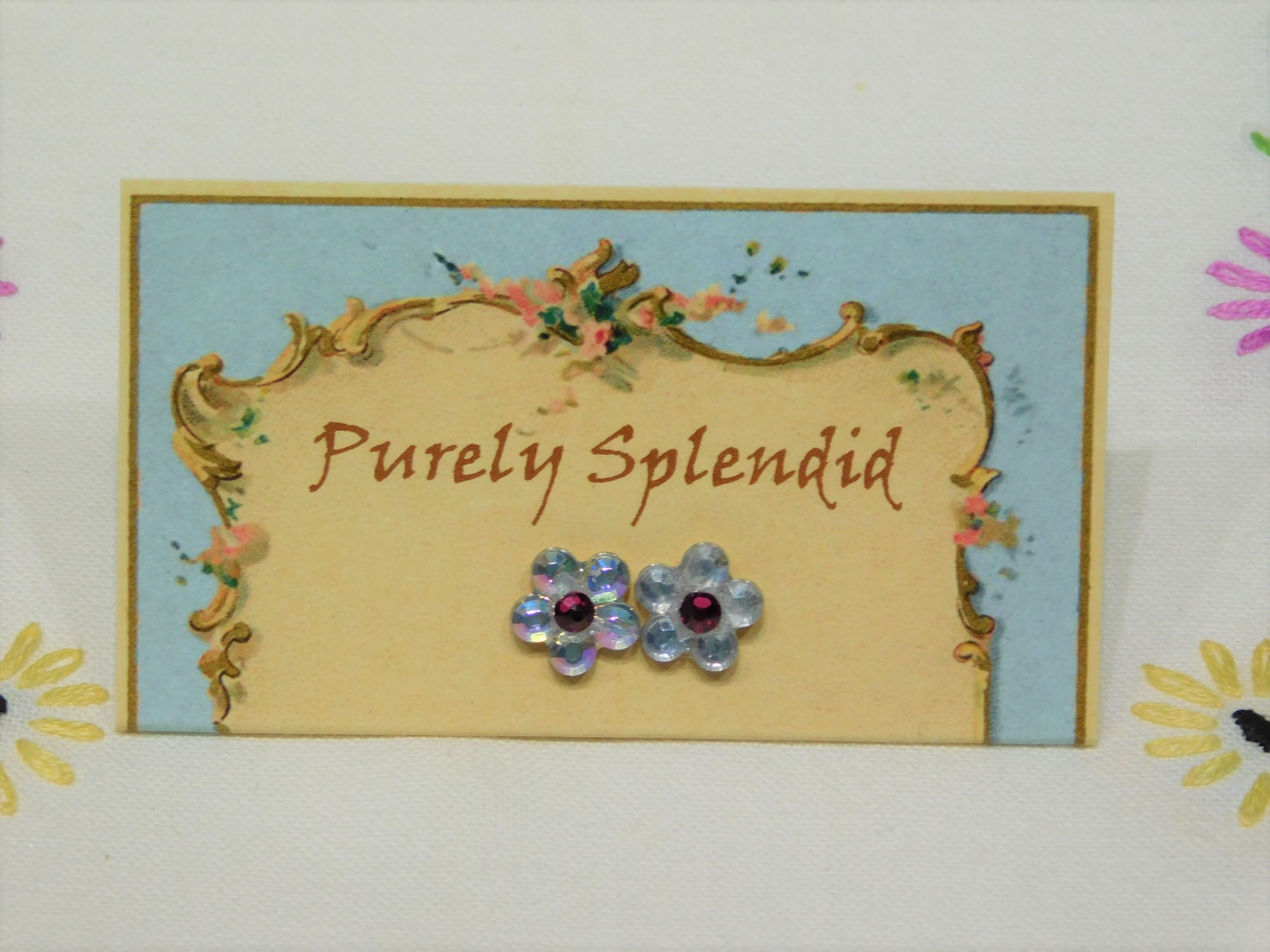 Iridescent Flower Studs for dolls who wear 2mm studs