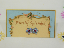 Load image into Gallery viewer, iridescent flower studs shown on a Purely Splendid presentation card
